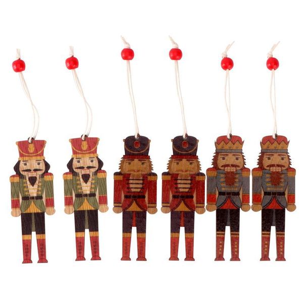 

6pcs christmas tree pendant xmas ornaments wooden walnut soldier hanging decor 6pcs christmas good visibility good quality sales wmtwoa