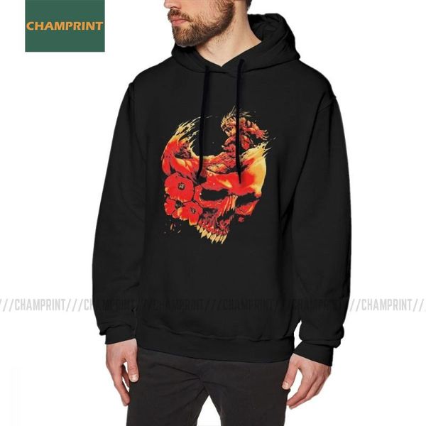 

men's hoodies & sweatshirts skull gears man streetwear dark death skeleton hooded pure cotton style sweatshirt, Black