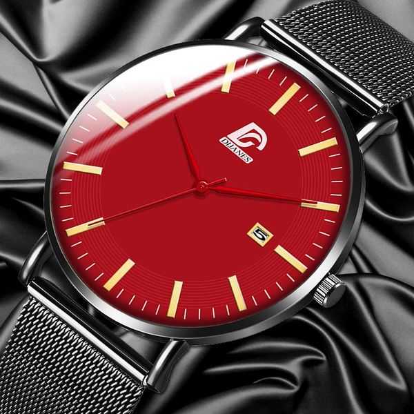 

2020 mens fashion business minimalist watches ultra thin stainless steel mesh belt analog quartz wrist watch relogio masculino bbytsv, Silver