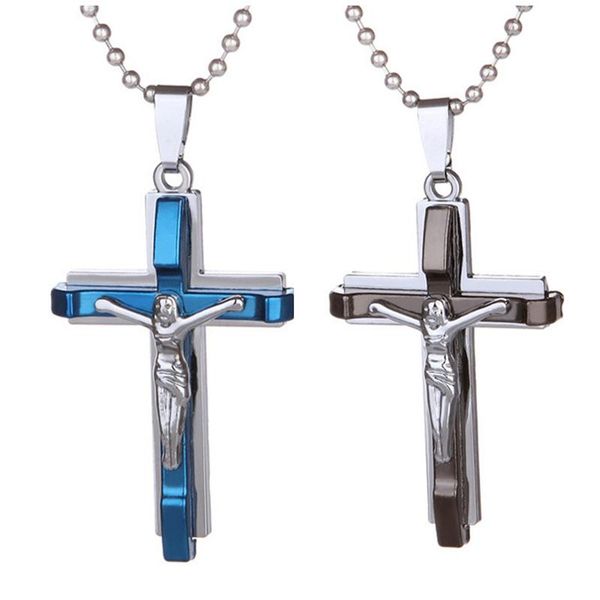 

new cross stainless steel jesus titanium men's pendant necklace accessories wholesale, Silver