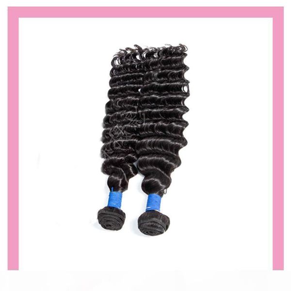 

indian hair extensions 2 bundles 100% human hair double wefts 2 pcs deep wave curly two bundles natural color remy hair, Black