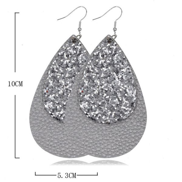 

women unique design sequin teardrop leather earrings tear drops fit for allsqez