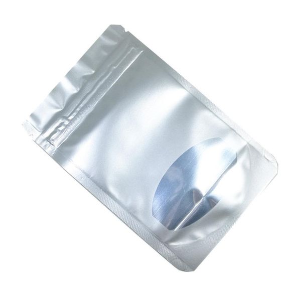 

200pcs lot aluminum foil round window zip lock stand up packaging bag mylar resealable zipper doypack tea beans storage pack bag h bbyuxa