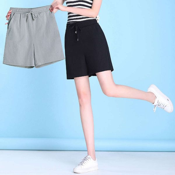 

a-line cool shorts summer 2020 new high waist loose wide leg casual korean women's quarter pants, White;black