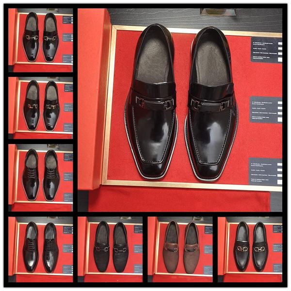 

a1 iduzi luxury pointed toe casual leather shoes men's fashion lace up business dress oxfords solid wedding office males flats man, Black