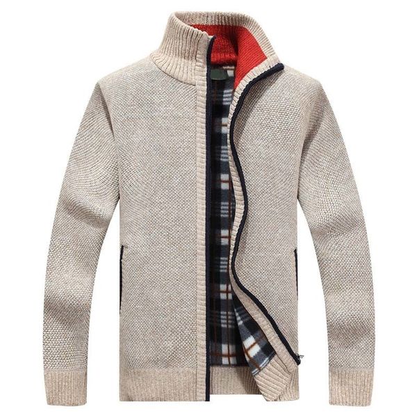 

new men's sweaters autumn winter warm cashmere wool zipper cardigan sweaters man casual knitwear sweatercoat male clothe 201120, White;black