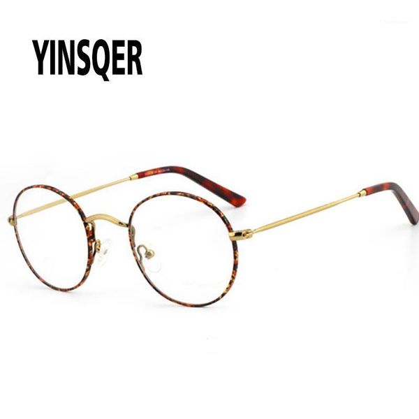 

yinsqer 2020 metal optical eyeglasse round women glasses frame myopia eyewear clear prescription glasses women's frame1, Black