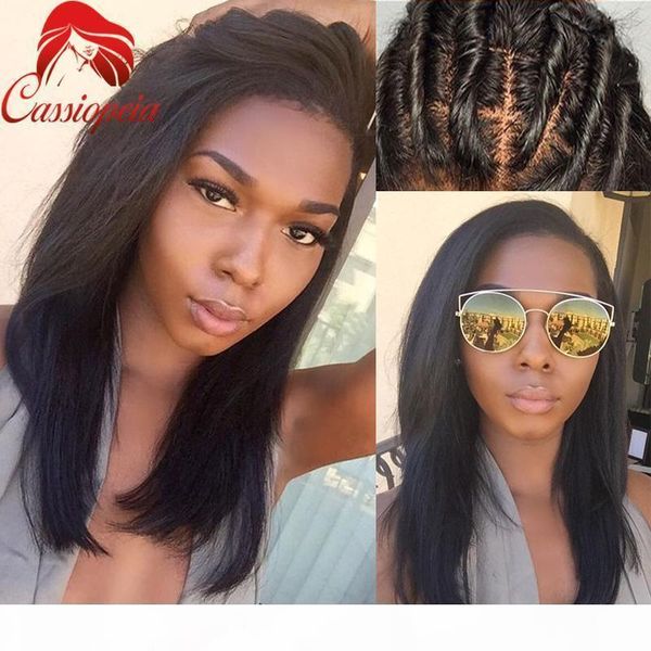 

left part silky straight full lace wigs with baby hair for black women 8a grade malaysian virgin hair lace front wig natural color, Black;brown