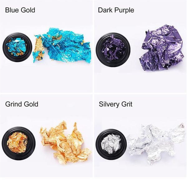 

8 colors aluminum nail foils 3d flake sticker uv gel polish paillette colorful glitter full cover laser d jllzyz, Silver;gold