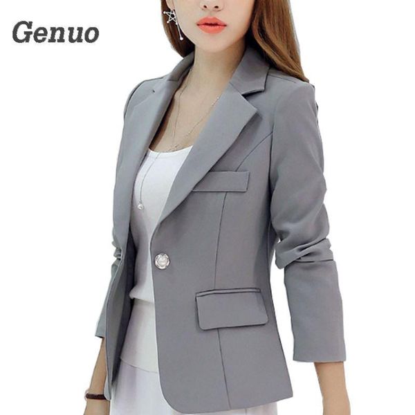 

women's suits & blazers genuo long-sleeved slim women and jackets office lady suit korean style ladies casual coat, White;black