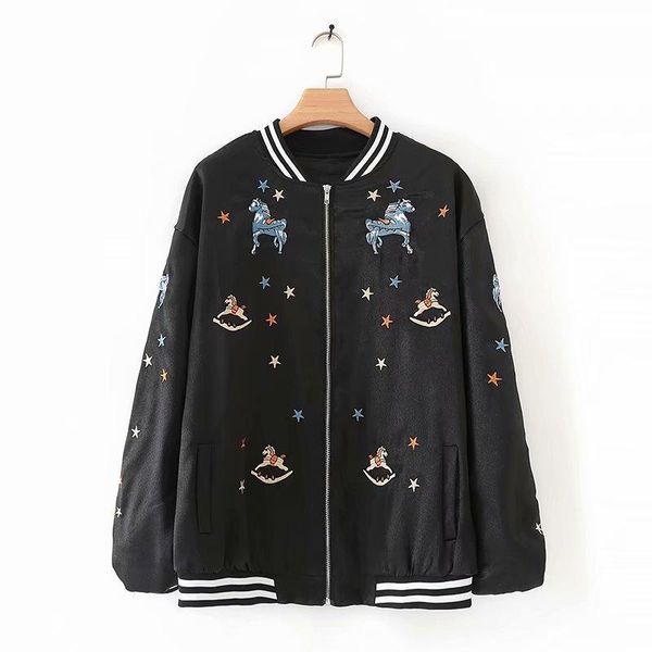 

women's jackets fashion women the european and american embroidery jacket yd70-8904, Black;brown