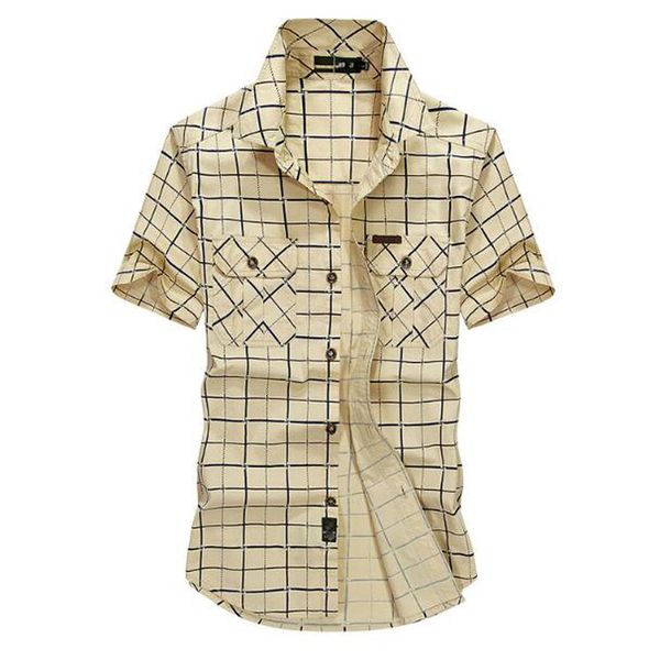 

2021 sell will see new shirts short sleeves young men plaid tide shirt e3mc, White