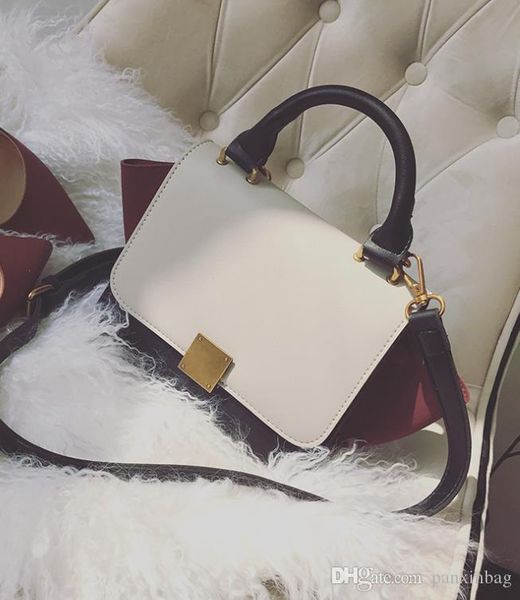 

new korean version of oblique bag with polished skin and wings, one shoulder oblique bag with collision colors