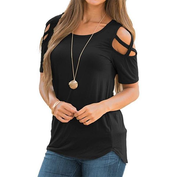 

summer t-shirt women new casual short sleeve loose tee shirt hollow out o-neck solid women 2019 cotton tshirt blusas, White