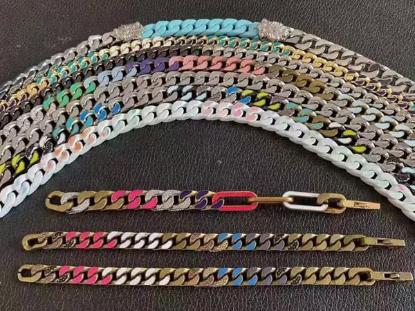 

316l stainless steel jewelry chain 18k gold plated high polished miami cuban colours link necklace men punk curb chain double safety clasp 1, Black