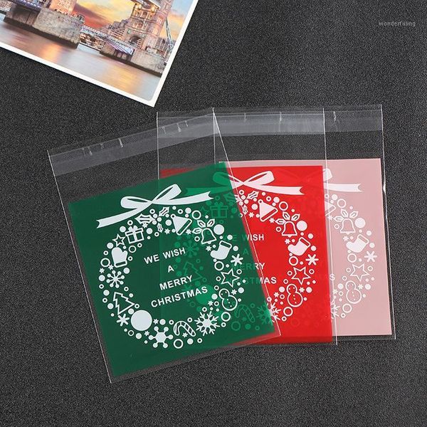 

500pcs merry christmas party cellophane cookie bags biscuit plastic bag candy packing opp bag with self adhesive wholesale 10x101