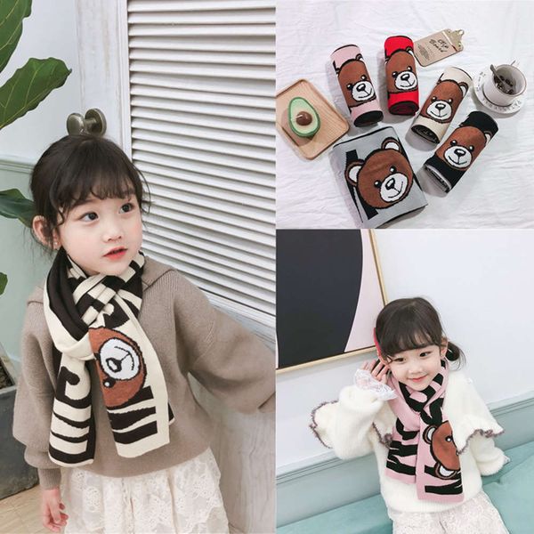 

new korean cartoon bear children's scarf in winter, Red;brown