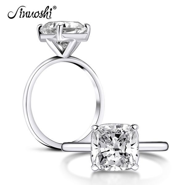 

ainuoshi 4 ct cushion&asscher cut ring white yellow purple simulated diamond engagement wedding sterling silver solitaire rings y200106, Slivery;golden