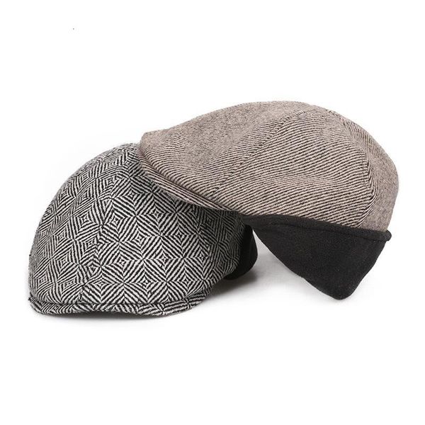 

male winter thick warm wool newsboy hat men casual ivy cap dad felt berets 56-58cm, Blue;gray