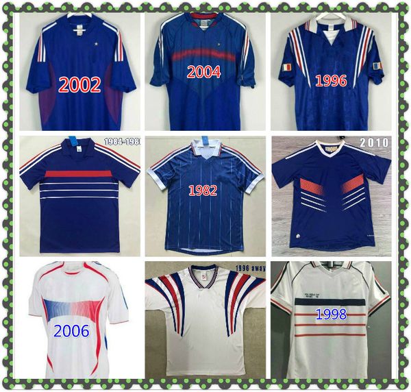 

1982 1996 1998 2002 2010 france world cup retro maillot de foot vintage zidane henry soccer jerseys 82 83 02 retro uniforms football jerseys, Black;yellow