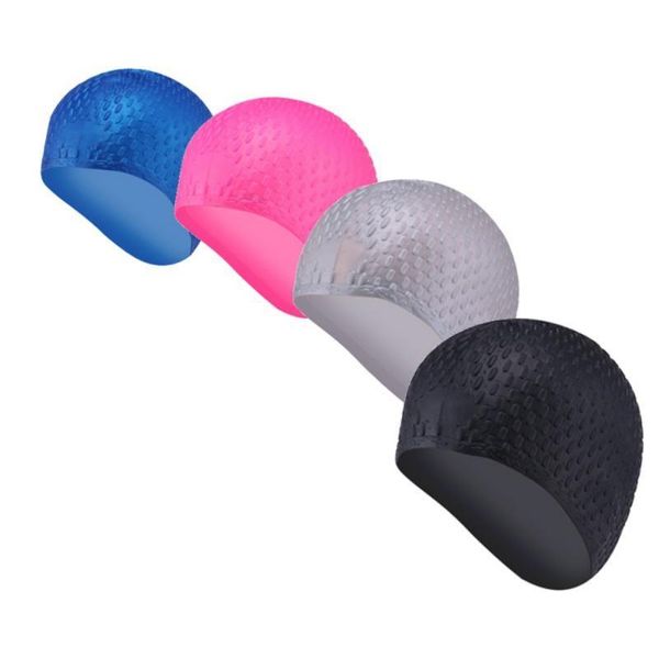 

1pc men women sile rubber swimming cap 3d ergonomic design ear pockets for waterproof swim caps hat sqchpp