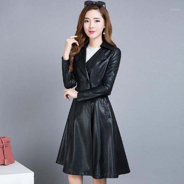 

women's motorcycle winter faux leather sheepskin jacket long coat female pu simply add merry christmas1, Black