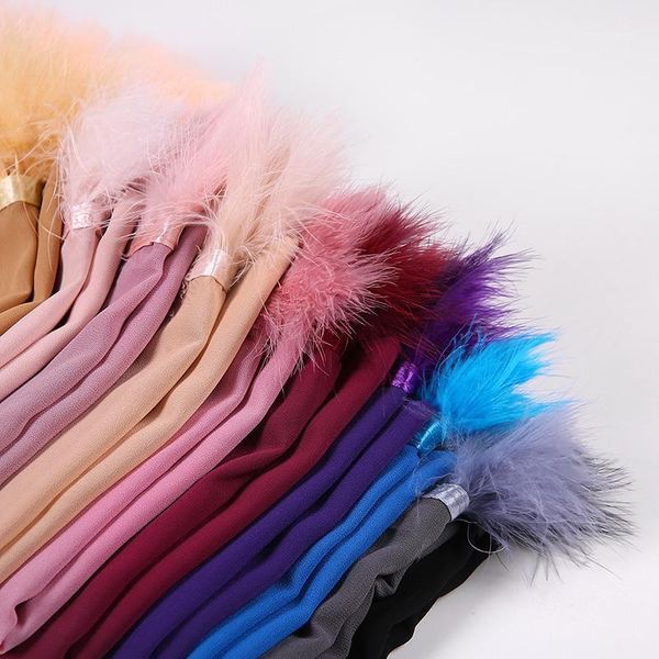 Blase Chiffon Schal Frauen Moslemisches Hijab Schal Schal Wrap Feder 10 teile/los Schöne Designer Beliebte Luxus1