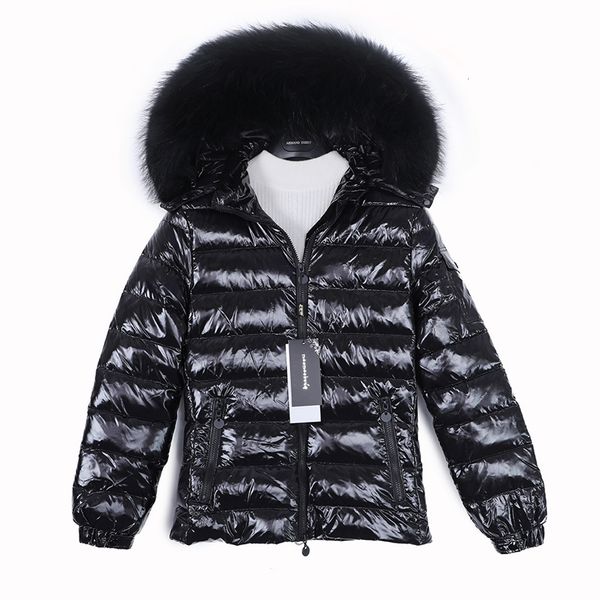 

womens 2021 new maomaokong down winter short jacket thin-fitting hoodedjacket real-color fur coat 5f3v, Black