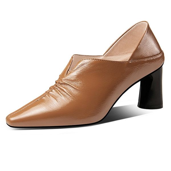 

2021 new leather spring shoes black woman offlce h0yb