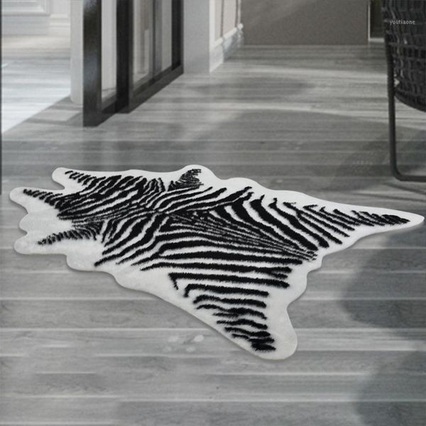 

220*170cm zebra animal printed carpet velvet imitation leather rugs fur animal skins natural shape carpets non-slip mats1