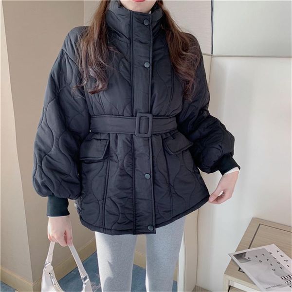 

women's down & parkas hzirip 2021 winter women coat female thicken warm loose solid turtleneck cotton clothes office lady casual all-ma, Black