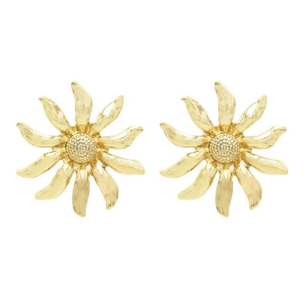 

stud trendy sunflower earrings for women girl gold silver color metal plant earring pendientes wedding party jewelry gift, Golden;silver