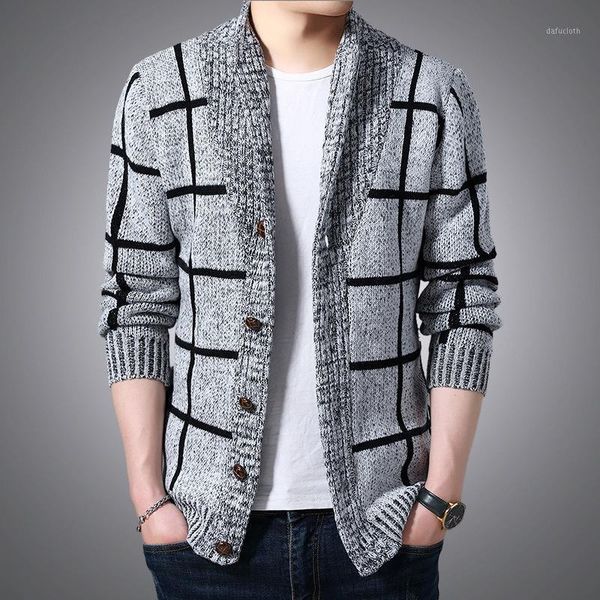 

men autumn knitted sweater coats knitting jumper slim fit pull homme man spring sweater men plaid cardigan1, White;black