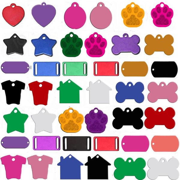

20pcs aluminum bone personalized dog id tags double sided customized cat puppy name phone no. pet id tag paw tag bbyzec