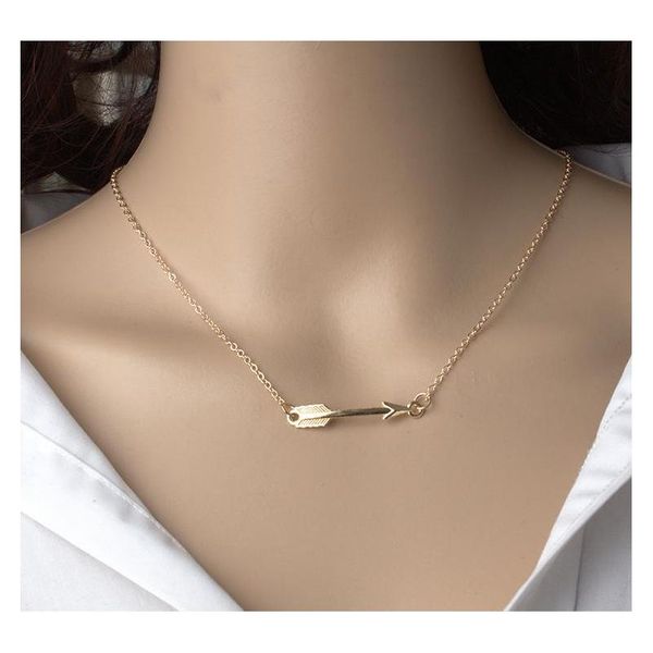 

retro simple alloy arrow necklace women necklace chainbone chain wholesale wholesa sqcnjy queen66, Silver