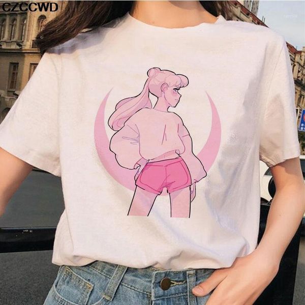 

kawaii summer casual women t-shirts ulzzang streetwear sailor moon print tshirt korean style harajuku short sleeve t shirt1, White