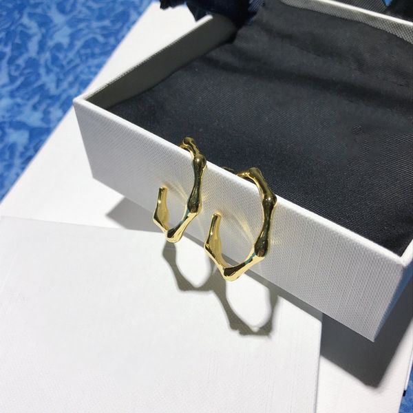 

2020 new bamboo simple metallic light luxury earrings earrings brass joker delivery, Golden;silver