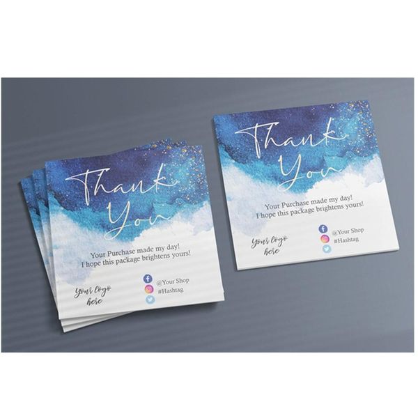 

пользовательские карты вставки малого бизнеса акварели сердце спасибо карточки упаковывая вставка карточки розовое золото бизнес звонков кар