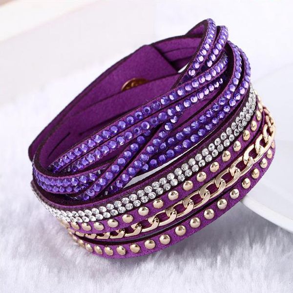 

l1d7charm slake fashion rhinestone multilayer leather wrap bracelet bangles with sparkling crystal women christmas gifts