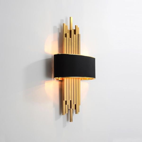 

wall lamp metal pipe living room led light gold/black body bedroom corridor sconce loft home deco 90-260v wf101207