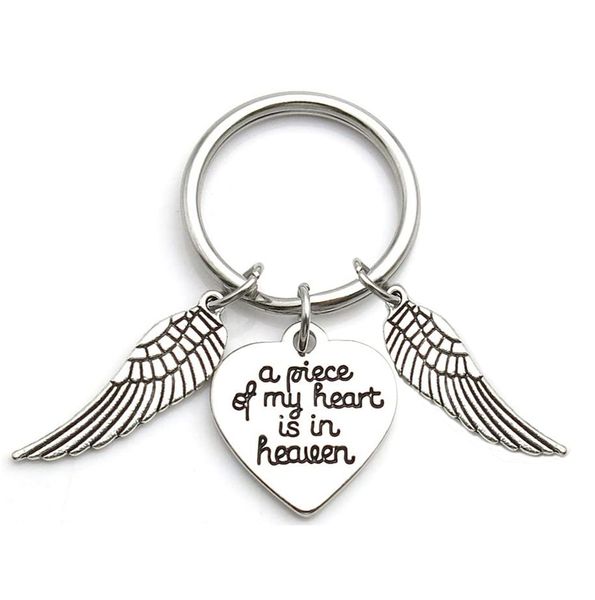 Memorial-Schmuckstück ein Stück meines Herzens ist im Himmel Keychain Angel Wing Key Chain Memorial Gift T864