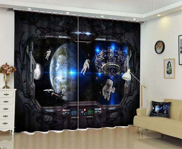 

p of spaceship exterior view 3d curtain for bedding room living room curtians sunshade window curtain customize size