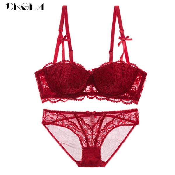 

brand half cup bra set women lingerie embroidery white brassiere thin cotton push up bras lace underwear set a b c d cup c1212, Black;white