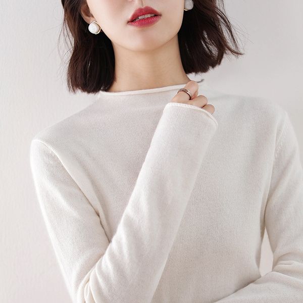 

6 color selling female jumpers long sleeve 100% pure cashmere knit women's sweaters the standard neck pullovers, White;black