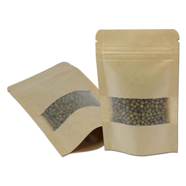 

914cm kraft paper упаковочная сумка с matte clear window zipper ziplock пищевая сумка для хранения пищевых хранилищ встать на сумку doypack