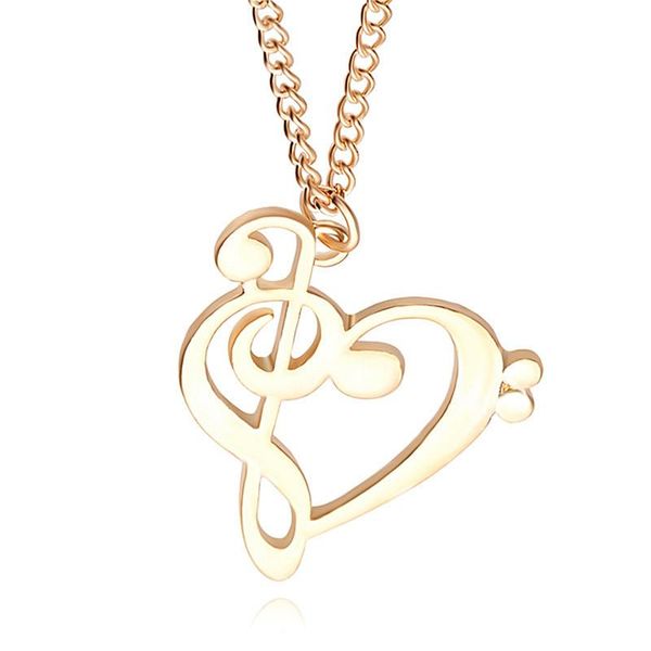 

1pc classic love heart necklace treble clef music note elegant silver plated pendant necklace 50 cm long