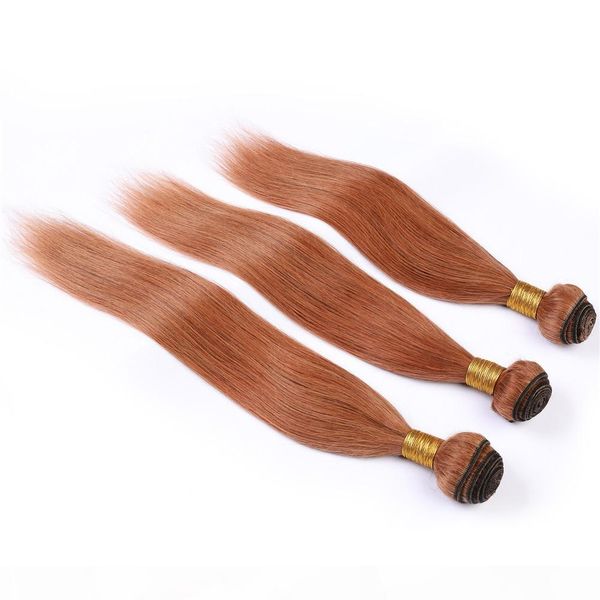 

silky straight malaysian auburn human hair extensions medium auburn human hair bundles #30 light brown straight human hair weave wefts, Black