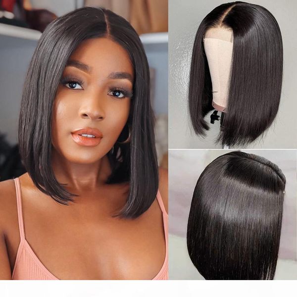 

new arrvial 2x6 bob lace frontal wigs brazilian virgin hair straight lace frontal human hair wigs swiss lace frontal wig pre plucked, Black;brown