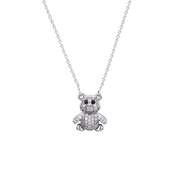 

2020jewelry simple fashion bear necklace rhodium plated necklace, Silver