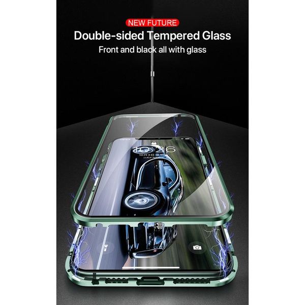 

360 protective double sided glass magnetic metal case for iphone 12 11 pro x xs max xr with camera lens protectio wmtrkh